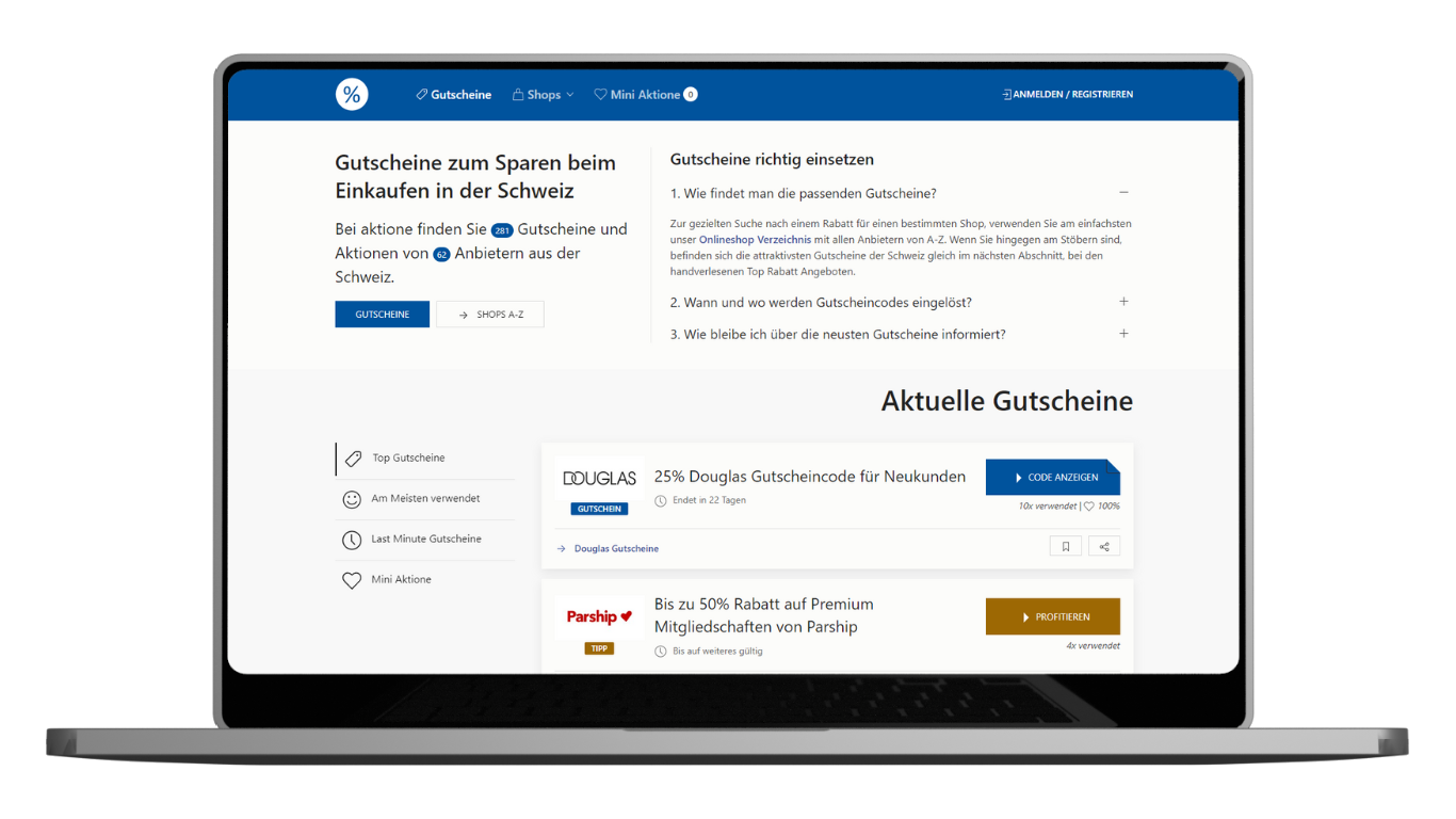 aktione, die beste Gutschein-Webseite der Schweiz